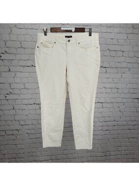 Eileen Fisher Ivory Organic Cotton Stretch Cropped Tapered Pants 10 (32x26)